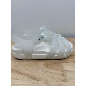 Crocs Jelly Fisherman Sandals Womens 9 White Clear Platform Summer Shoes #25